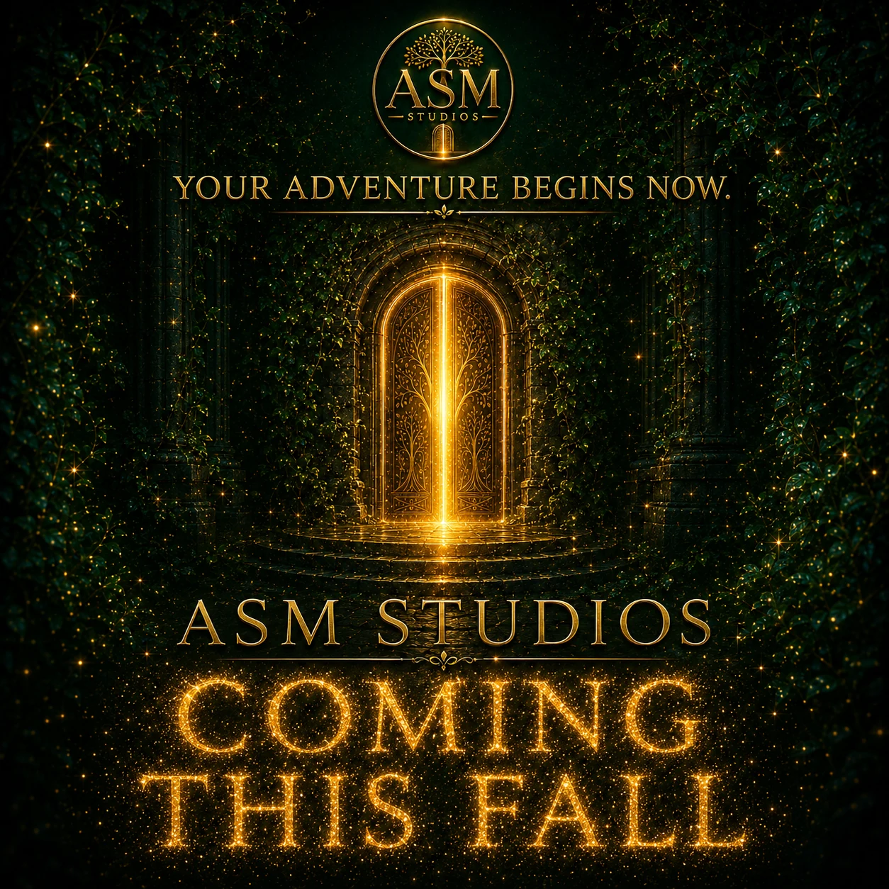 ASM Studios Coming This Fall artwork featuring a glowing golden doorway