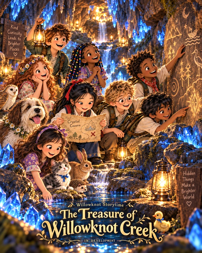 The Treasure of Willowknot Creek illustrated cave cover
